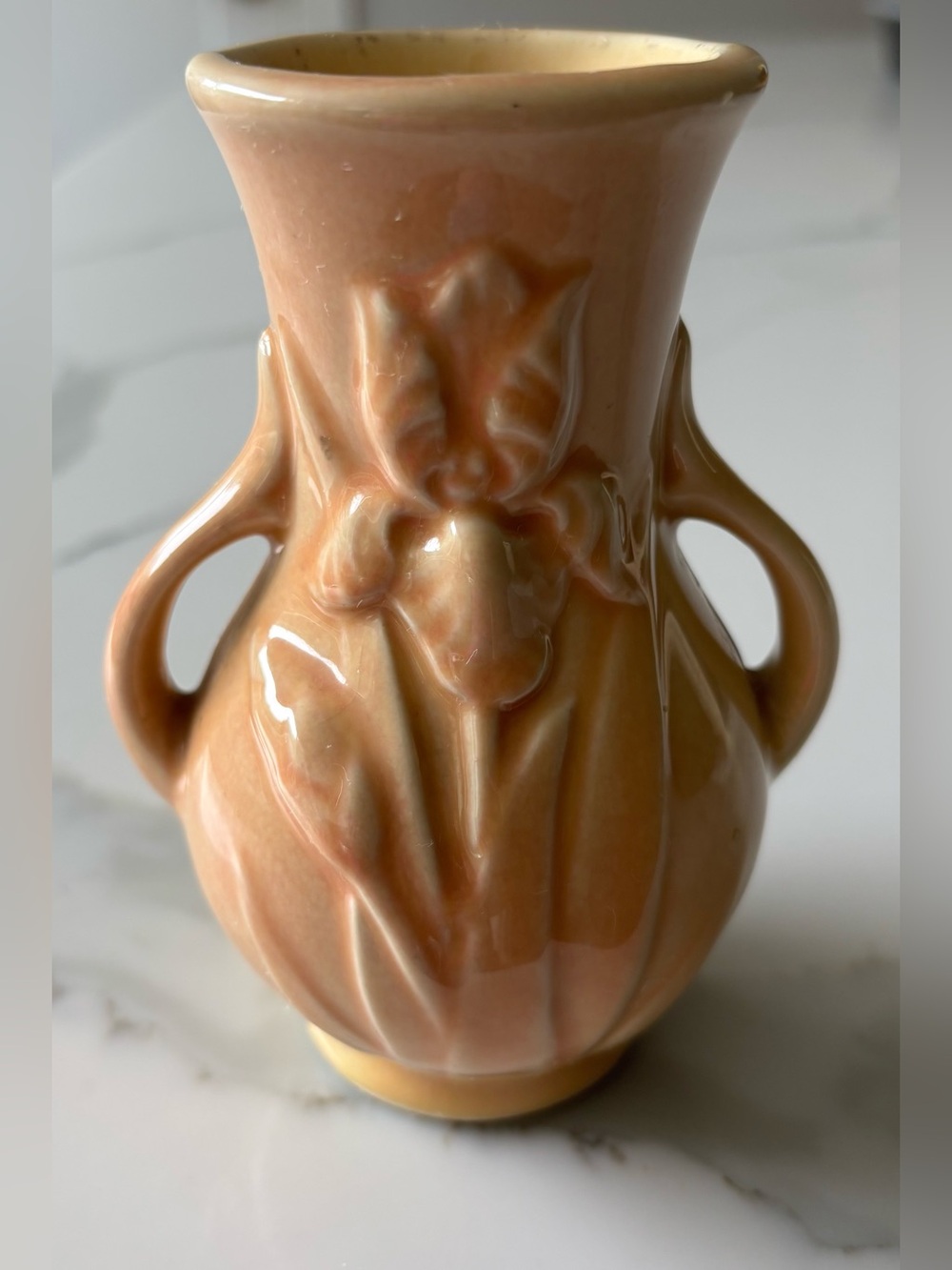 Beautiful Peach Glazed Floral Ceramic Vase - Home Accents